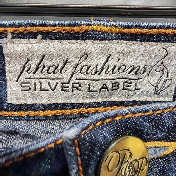 Vintage Y2K Phat Fashion Silver Label Flare Jeans Size 5 28x33 Dark Flat Front - Picture 11 of 12